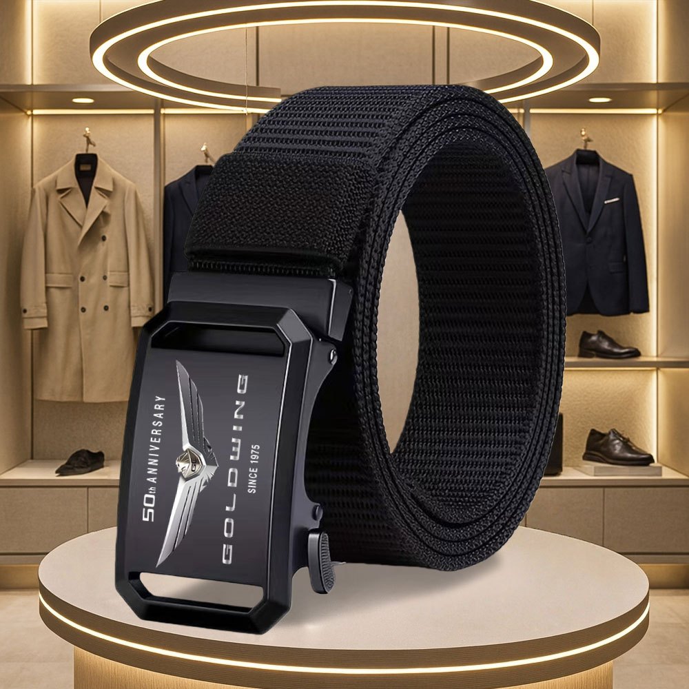 TEMU 1 Casual Men's Novelty Belt, Golden Wing Print Men's Business Belt, Suitable For Jeans Matching, Fashionable Business Men's Belt, A Good Gift