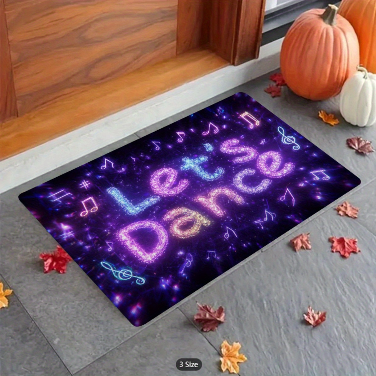 TEMU 1pc Vibrant Dance Neon Glittery Music Theme Bathroom Anti-slip Mat, Machine Washable, The Mat For Living Rooms, Laundries And Bathrooms,