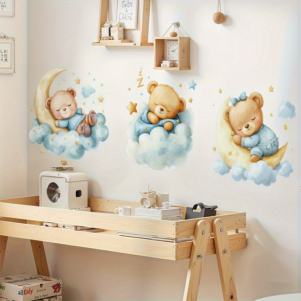 Bear Wall Decal, Self-adhesive Wall Sticker For Rental Home Bedroom And Living Room Makeover