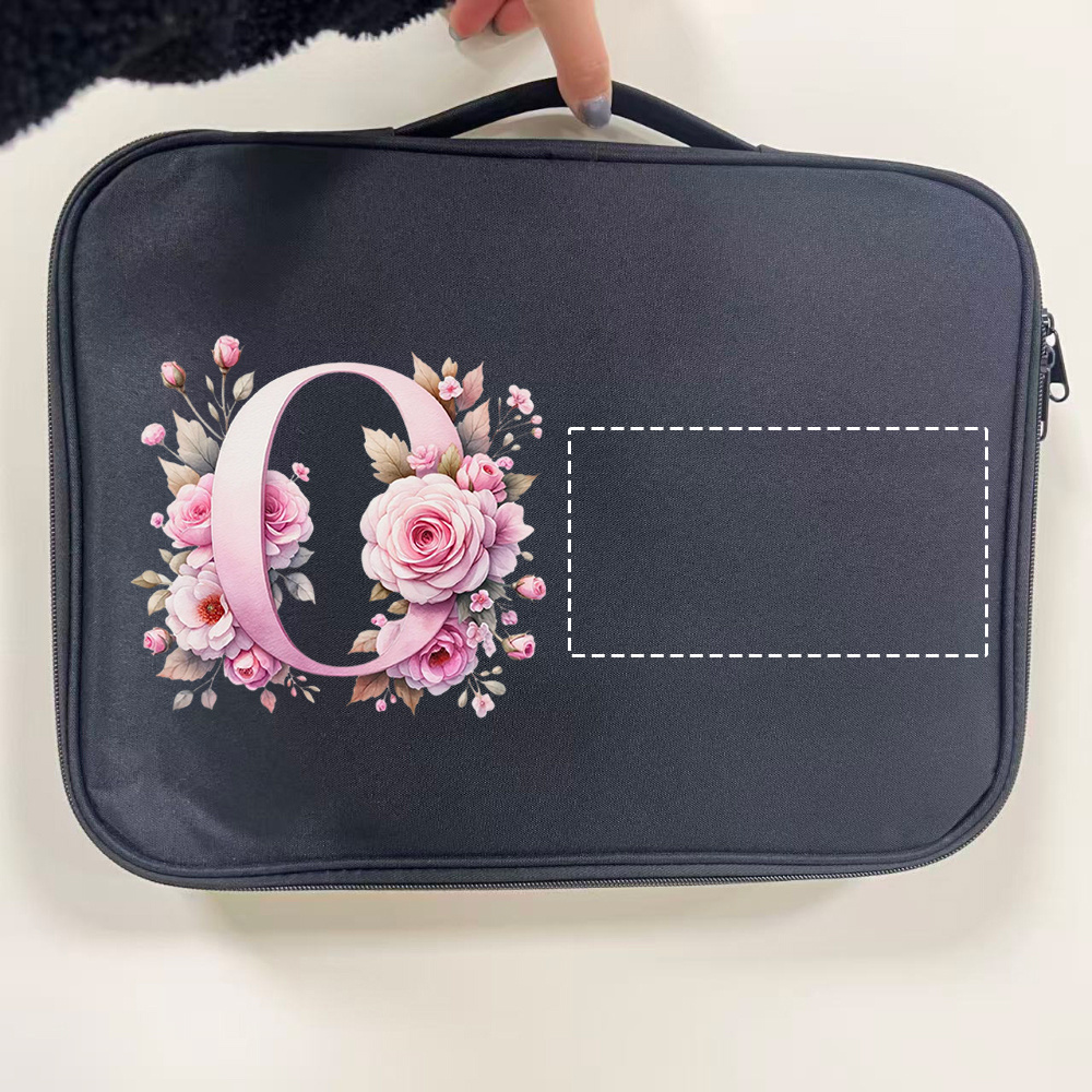 Custom Floral Initial Laptop Tote Bag with Monogram