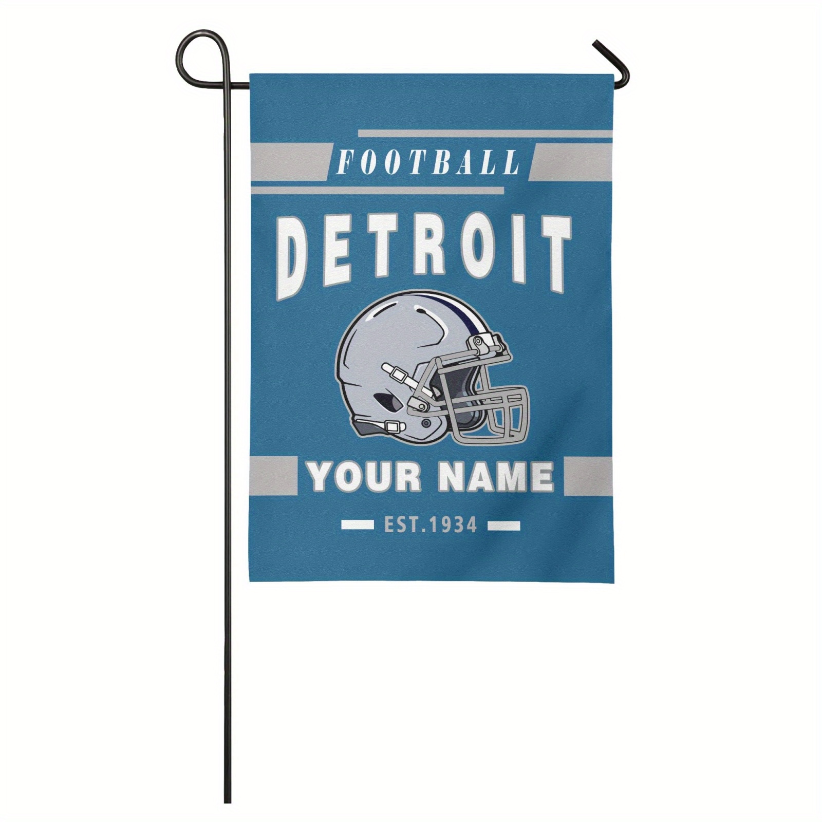 

1pc Customizable Detroit Football Fan Banner, Personalized Double-sided Team Fan Flag Gift, 12x18 Inches, Polyester Outdoor Garden Decor, No Electricity Needed