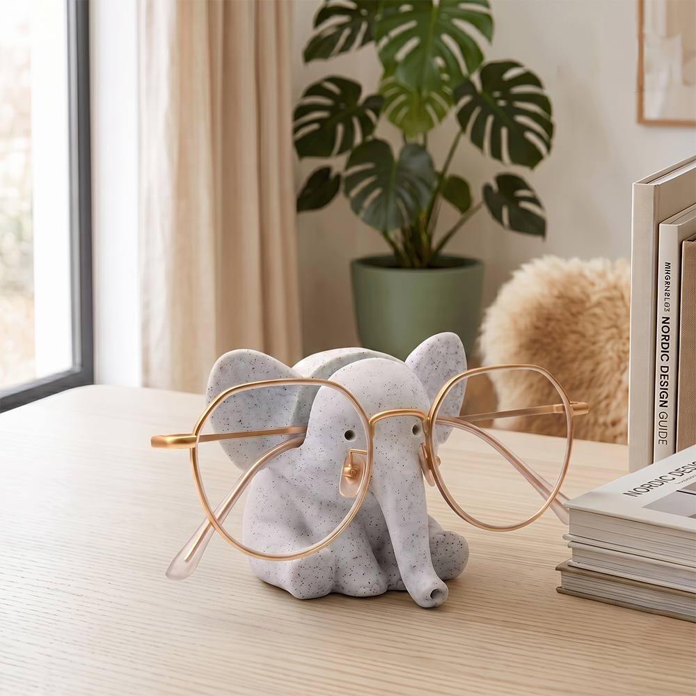 TEMU Supporto per occhiali a forma di elefante, porta occhiali con animale e texture marmorizzata stampata in 3D, ornamento per la conservazione da