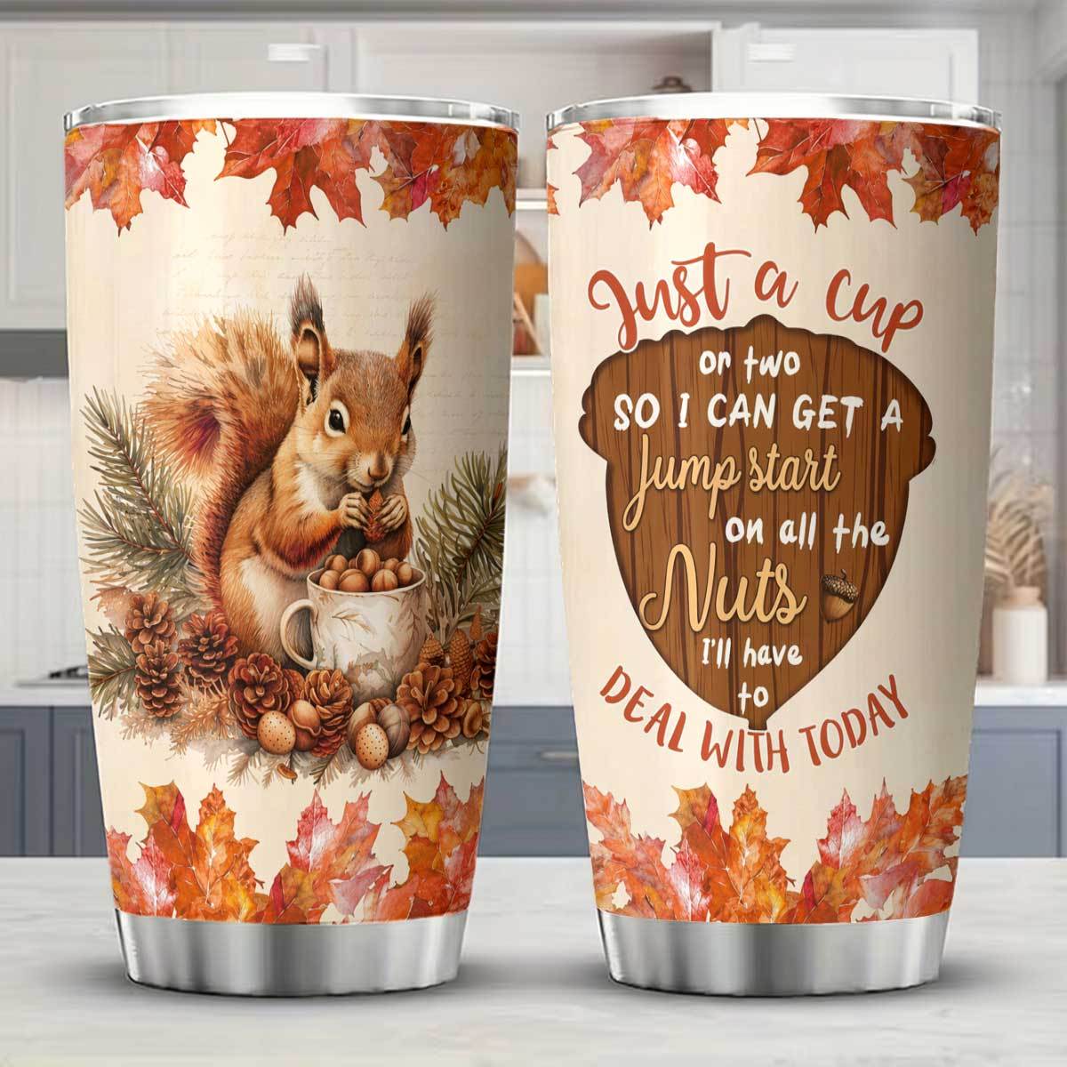 TEMU 1pc 20oz Cute Squirrel With Nuts In Cup And Pattern Stainless Steel Insulated Tumblers Travel Mug With Lid Cup Daily Use Leakproof And Bpa Free