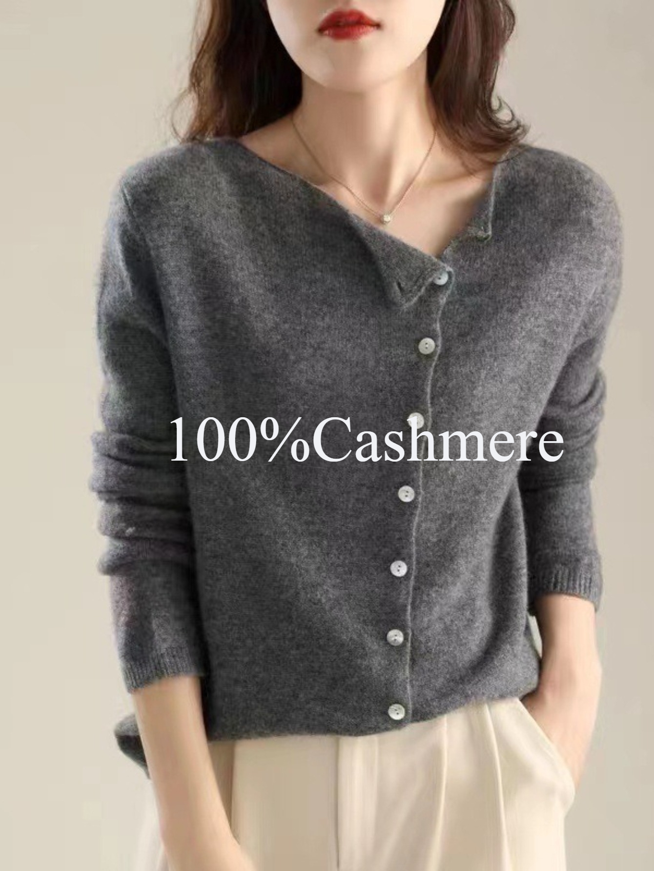 item picture womens 100 cashmere sweater soft long sleeved top with an asymmetrical   boat neck   spring and fall