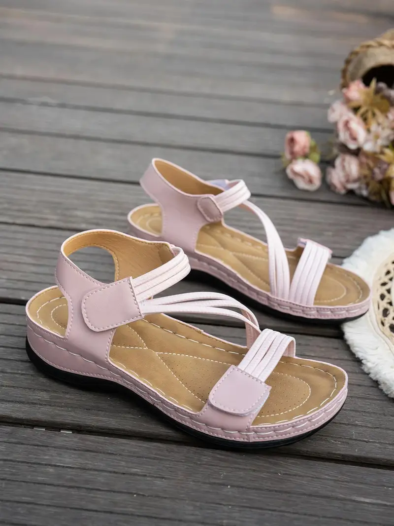 magimobo womens summer sandals casual open toe wedge heel thick cushioned pu sole adjustable ankle strap hook and loop closure breathable synthetic cover for beach casual casual attire crisscross strap design durable footwear Product details 19