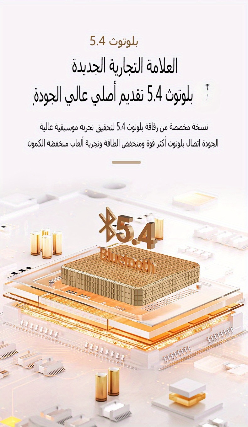سماعات لاسلكية 4-منفذ USB-C للشحن، بطارية قابلة لإعادة الشحن، مضخة طاقة مزدوجة للطول، لاسلكي 5.2، شحن USB-C، تصميم مدمج مع منفذ USB-C للسيارة، مثالية للسفر والعمل والدراسة