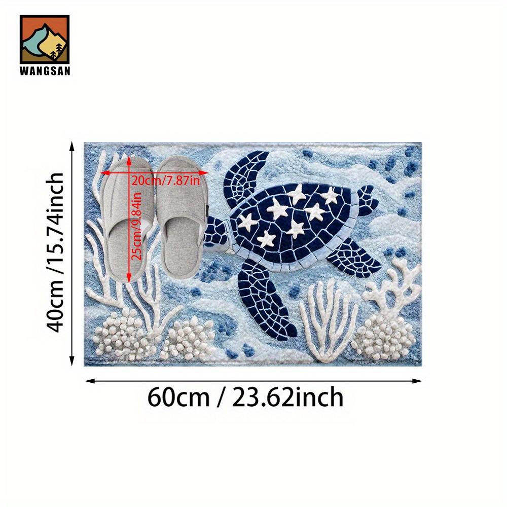 TEMU 1pc Turtle Pattern Bathroom Non-slip Mat, Imitation Cashmere Material, Suitable For Bathroom, Doorway, Kitchen And Other Occasions, Holiday