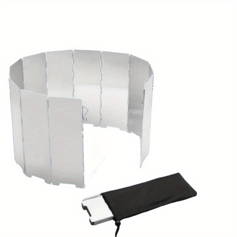 TEMU 1pc Ultra-lightweight Aluminum Alloy Portable Windproof For Camping Stoves - Foldable Design With Locking Pin & Carry Cloth Bag, Rectangular