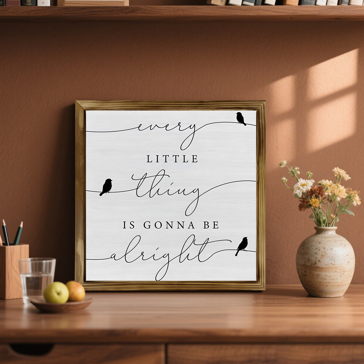 TEMU 1pc Rustic Wooden Wall Art " Little Thing Is Gonna Be " Quote Sign - Minimalist Suitable For Bedroom, Living Room Decor, Artificial Uplifting