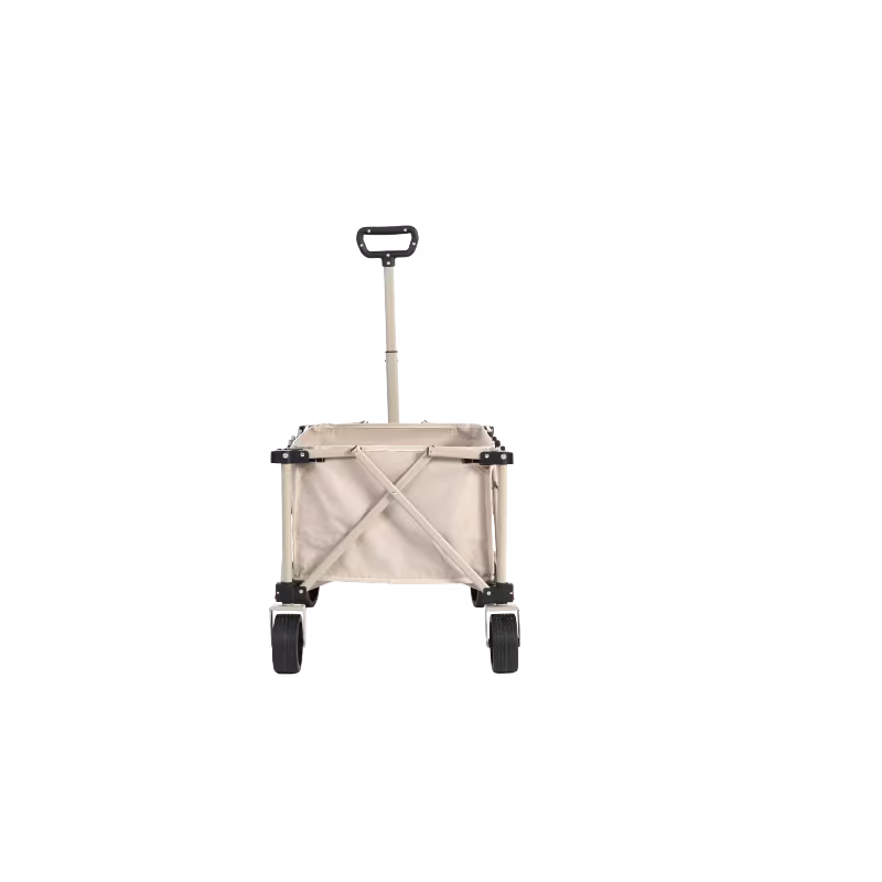 heavy duty folding wagon cart with all terrain wheels adjustable handle large capacity foldable utility wagon with sturdy frame beige for camping shopping beach garden manual operation 0