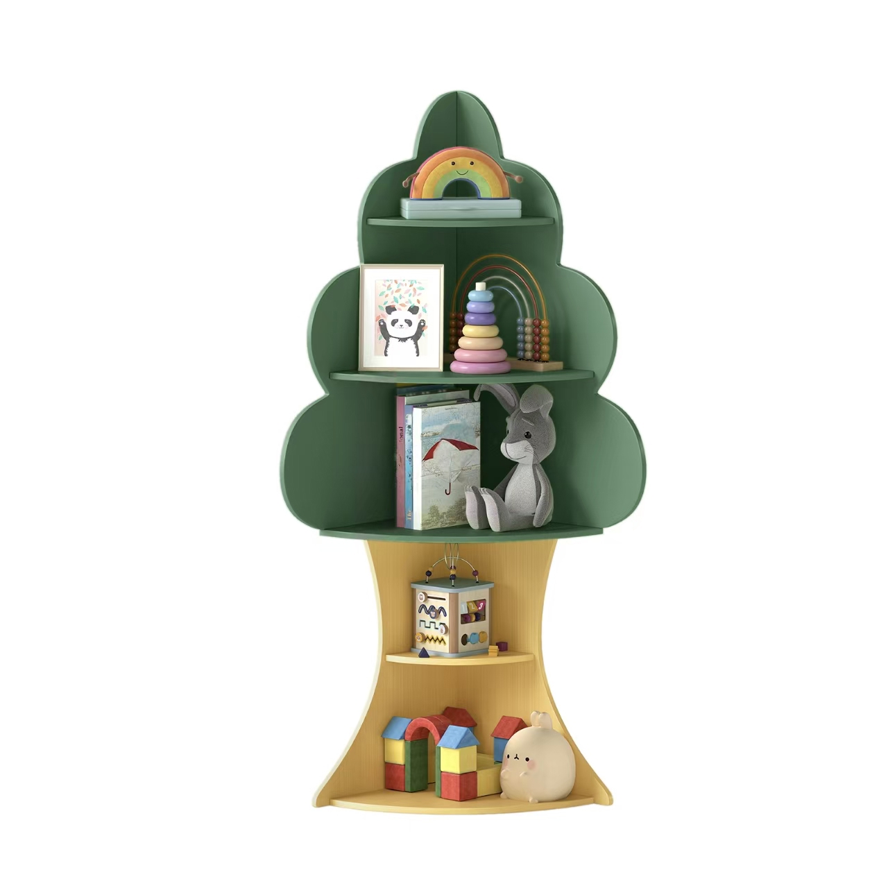 Tree Bookshelf For Kids, 5-tier Children Book Display Rack, Storage Organizer, Space- Corner Bookshelf For Bedroom, Playroom, Classroom