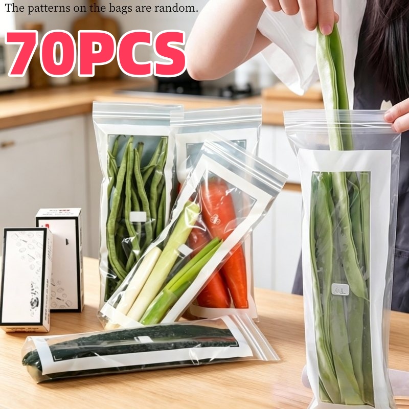 TEMU Lot de 70 sacs de conservation réutilisables pour réfrigérateur, sacs de de cuisine , sacs de conservation pour fruits et légumes, sacs de de