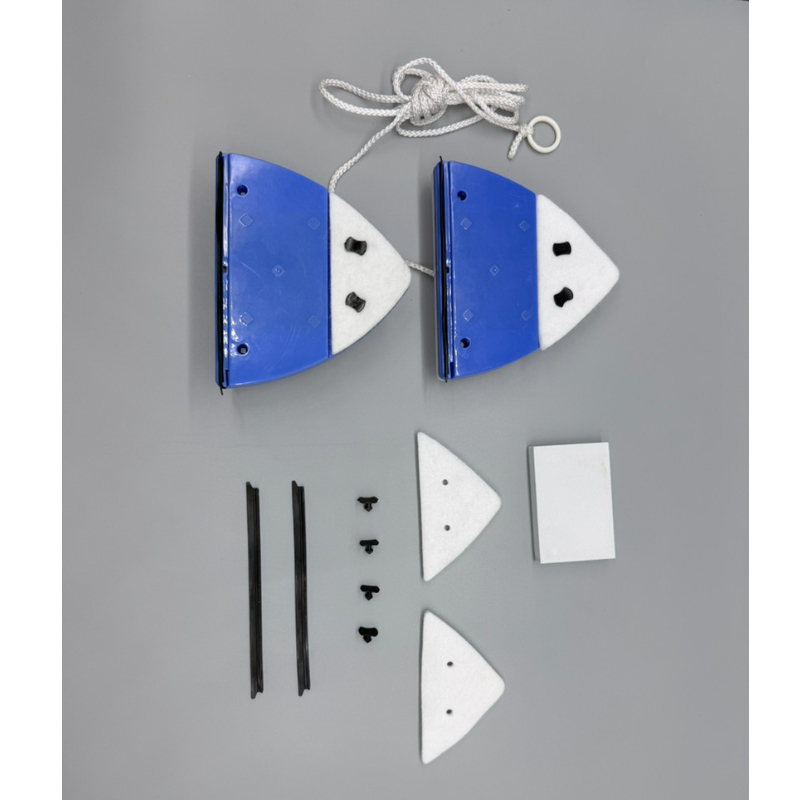 TEMU Double-sided Magnetic Adjustable Triangle Window Cleaner, Magnetic With Anti-fall Safety Rope, Glass Scraper Cleaning Brush, Reusable Household