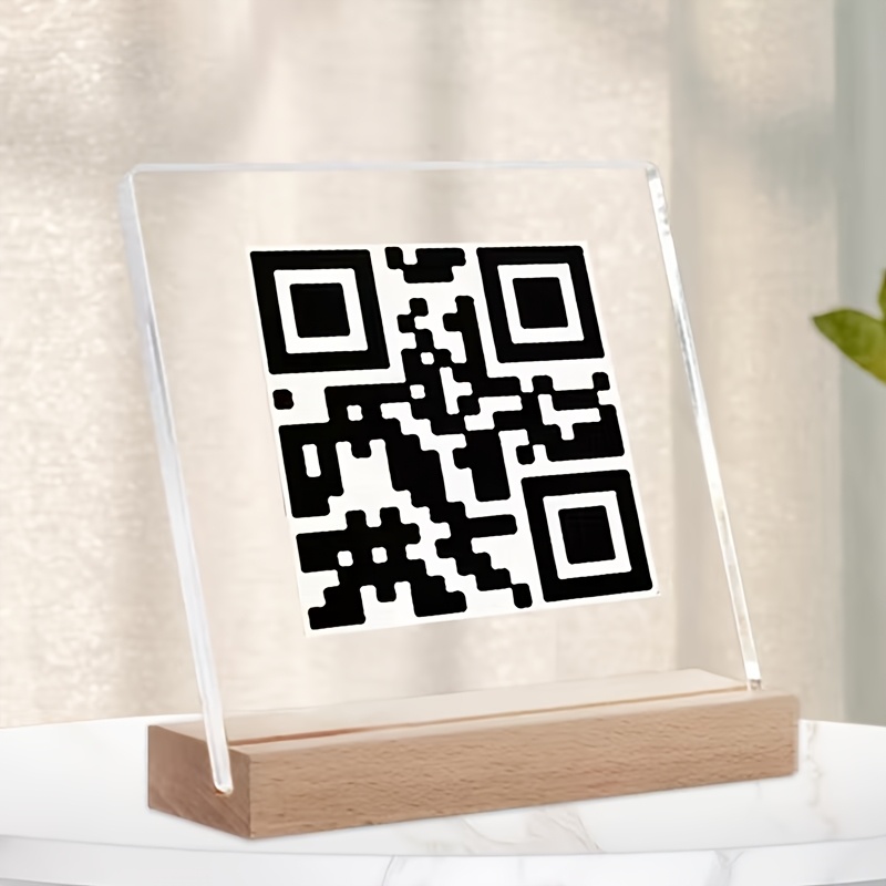 TEMU 2D Flat - [2D Flat] 2D, . Acryl QR-Code Namensschild - Personalisiertes quadratisches Display für Schreibtisch, Büro, Geschäft und Kundensupport