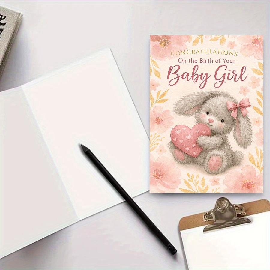 Thank You Congratulations Card for Baby Girl Birth Gift