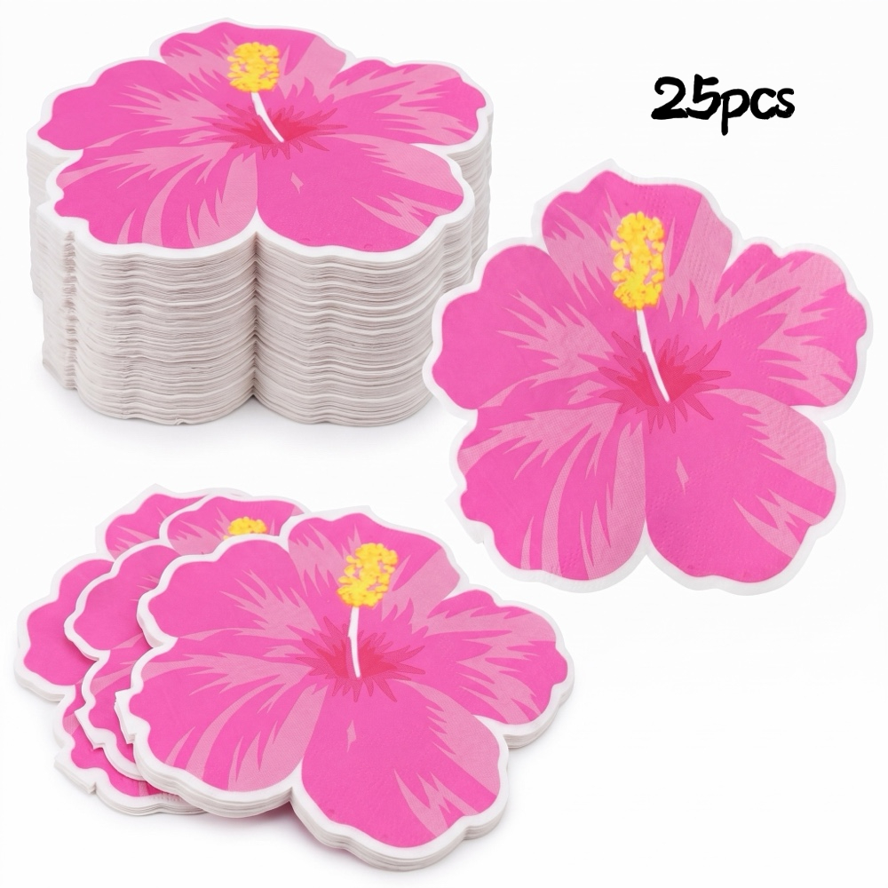 TEMU 25/50 servilletas de con forma de temáticas hawaianas, toallitas desechables para con forma de flor , servilletas de decoración de mesa para