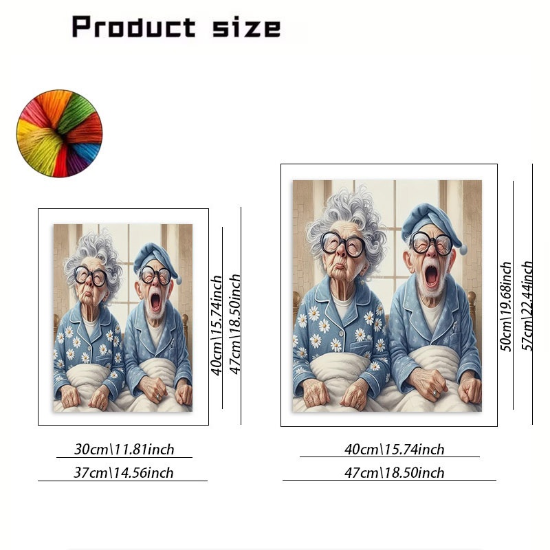 Elderly Couple Pattern Cross Stitch Kit, Polyester Material