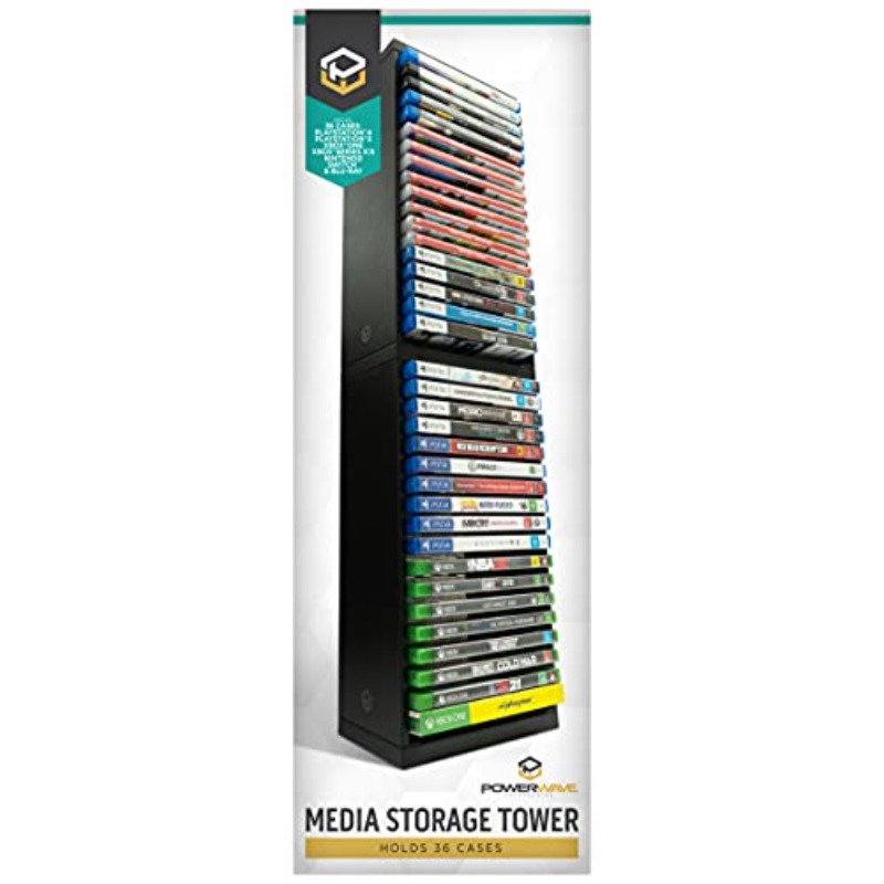 Powerwave Media Storage Tower - 36 Shelf | Wireless Charging Capability, Uncharged Power Mode, No Battery Included