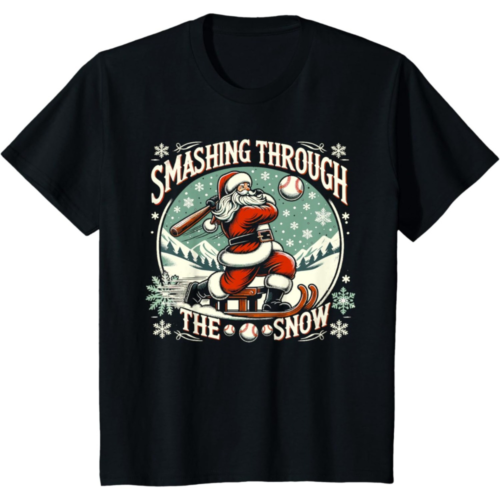 

Baseball Player Christmas Santa, Smashing Through The Snow T-shirt, Kids Boys T-shirt, Best Gift For Boys Kids On Christmas, To Wear