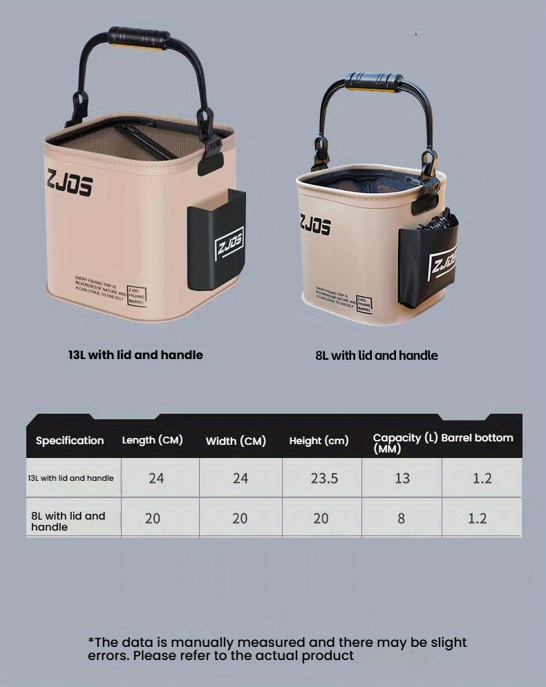 foldable fishing bucket 8l 13l portable fishing water pail robustness multi functional for hiking fishing camping traveling boating with 5meters rope Product details 3