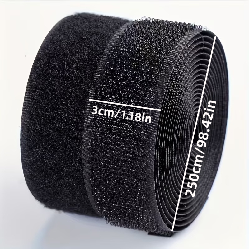 TEMU Black And White Hook And Loop Fastener Tape, Strong Self-adhesive Hook Side Tape, Reusable Nylon Interlocking Strip, 98.42 Inches Long, 2cm To