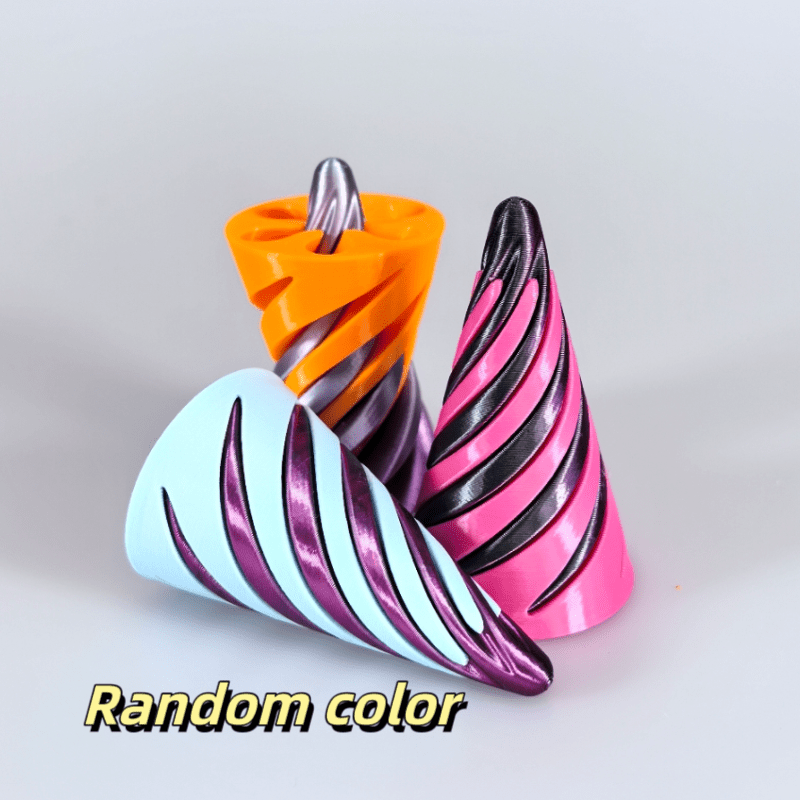 Image of 3pcs Double-sided Dual-color Spiral Cone Triangular Pyramid 3d Printed Toys, Suitable For Christmas, Halloween, Gift, Gradient Colored Texture, Creative Novelty Decor, Colors