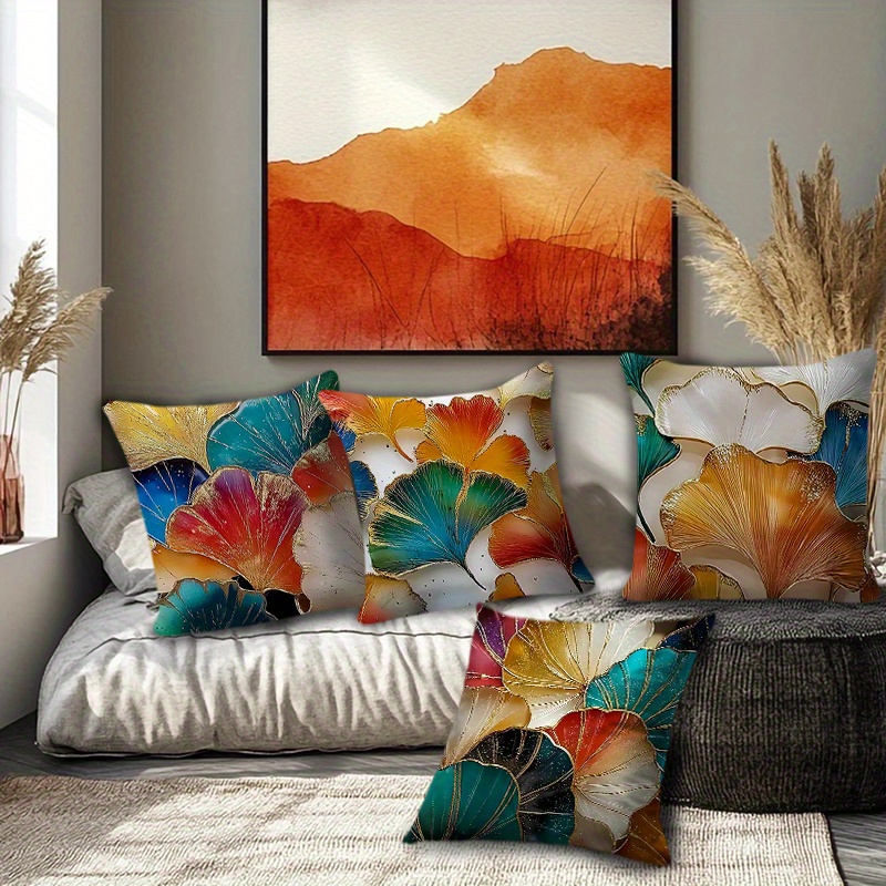 golden ginkgo leaf sofa pillow covers one sided print Temu Bahrain