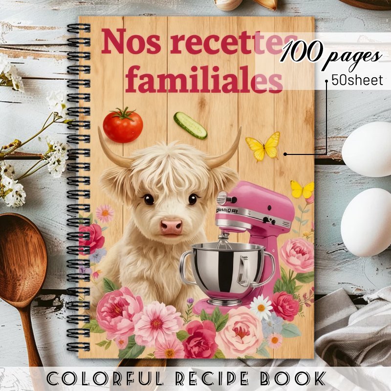 TEMU 1 livre de cuisine française pour enfants et famille - Recettes en langue française avec livre coloré, vache mignonne et légumes// illustrations