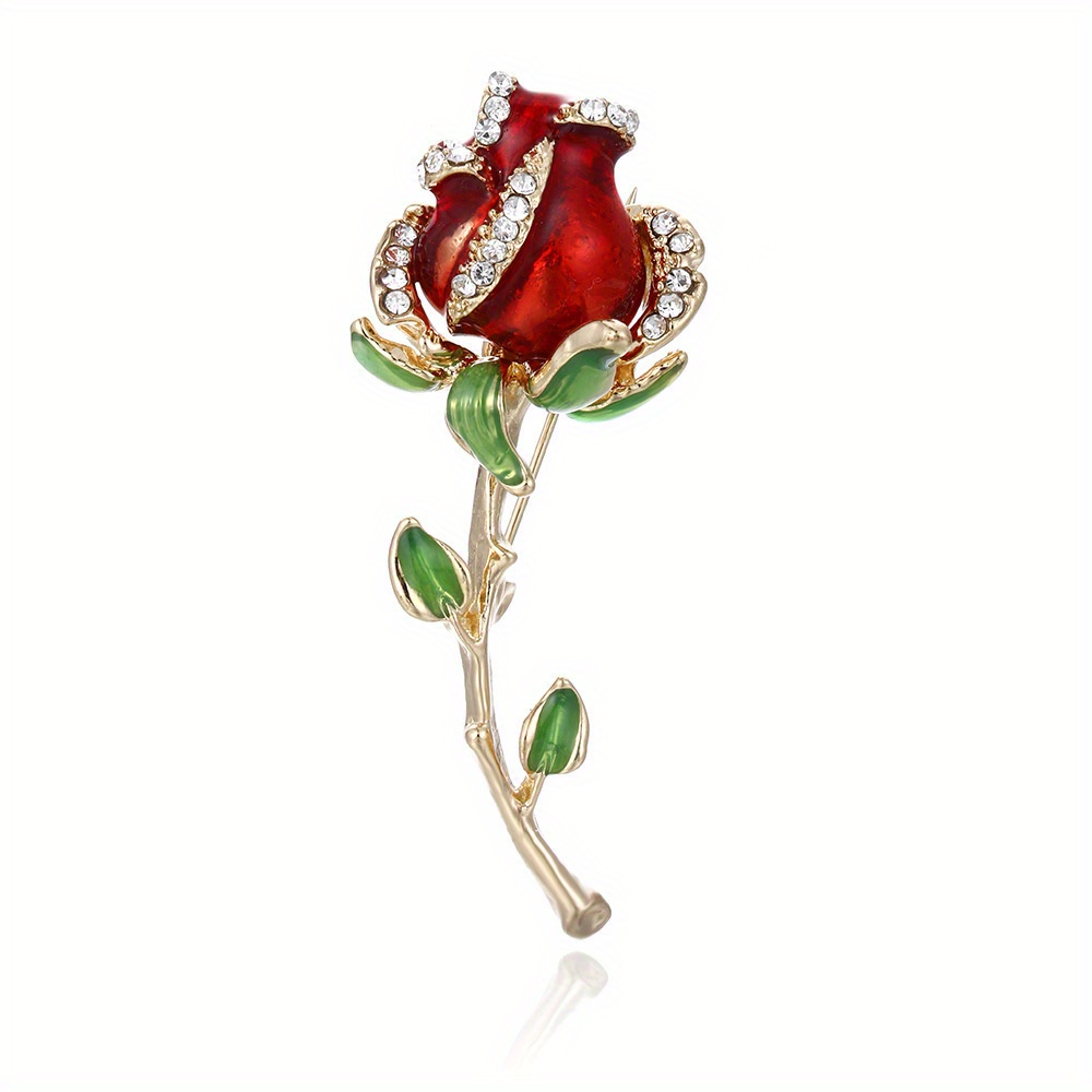 Exquisite Pop Red Rose Brooch Women Elegant Dress Corsage Party Accessory Gift