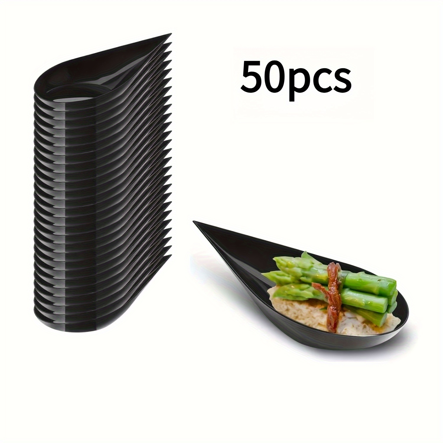 TEMU 50/100pcs Drop Shaped Appetizer Plates, Reusable Sauce Dishes, Dessert And Appetizer Serving Plates, Suitable Occasions - Birthday Barbecue,