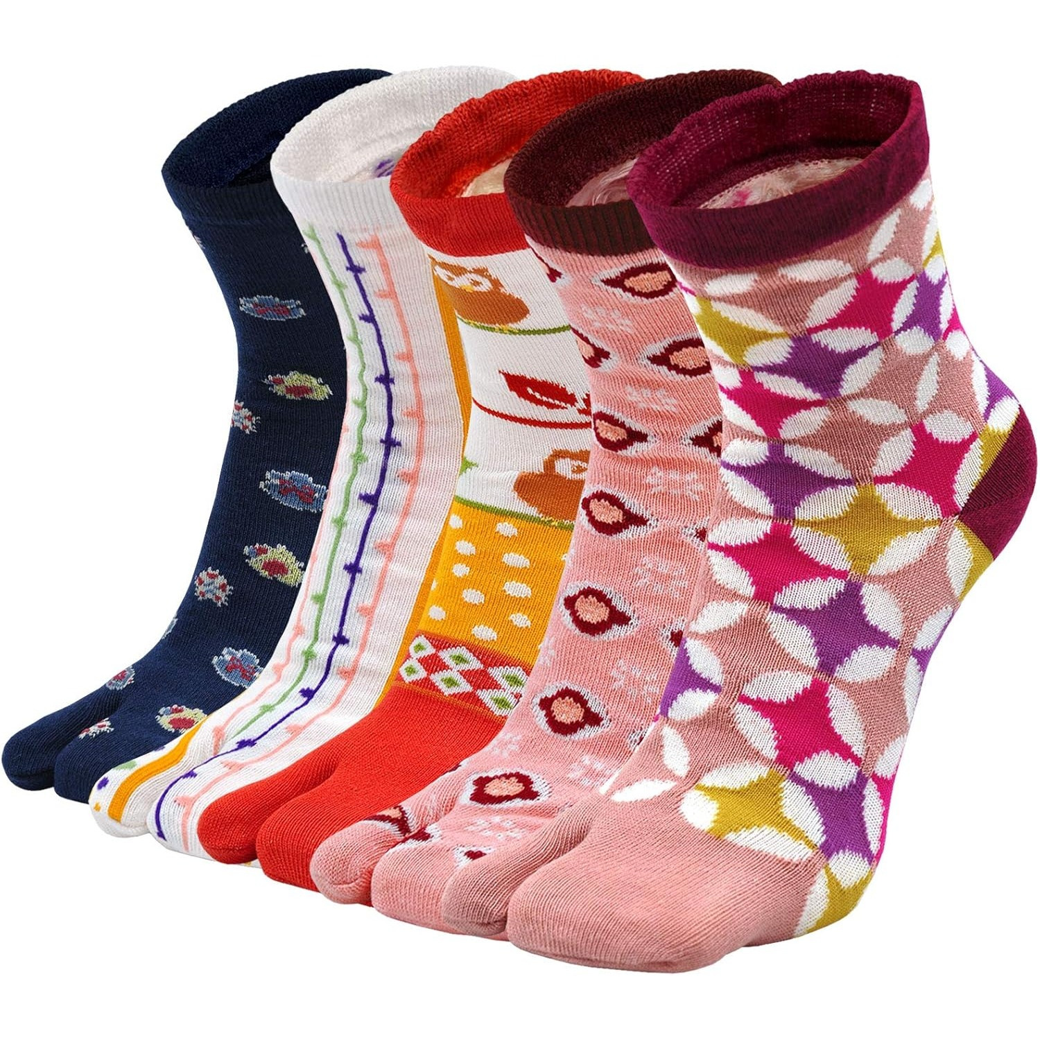 JaGely 10 Pairs Women's Tabi Flip Flop Socks Athletic Cotton Two Toe
