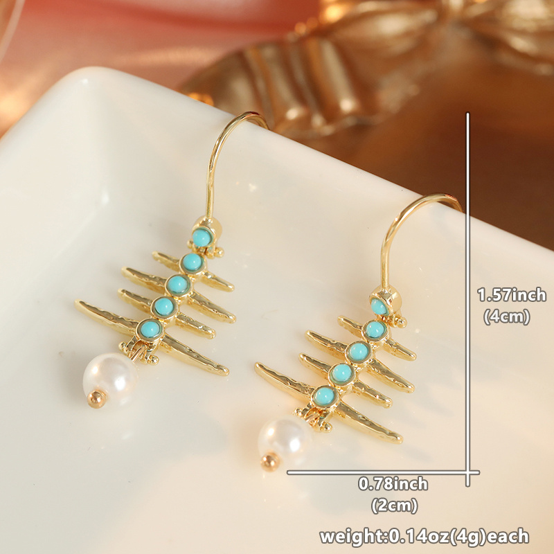 Ladies' Texture Branch Leaf Long Ear Hook Earrings