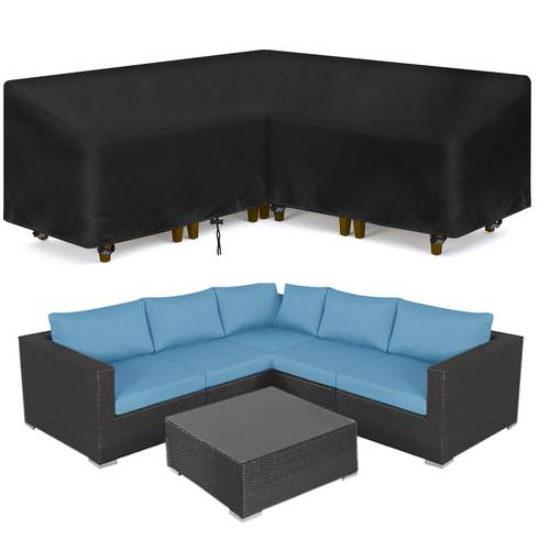 heavy duty outdoor sofa cover with uv protection high quality patio furniture protector secure fastening all weather polyester cushion protector for sectional l shaped sofa garden balcony windproof design easy garden decor sturdy construction garden enthusiasts