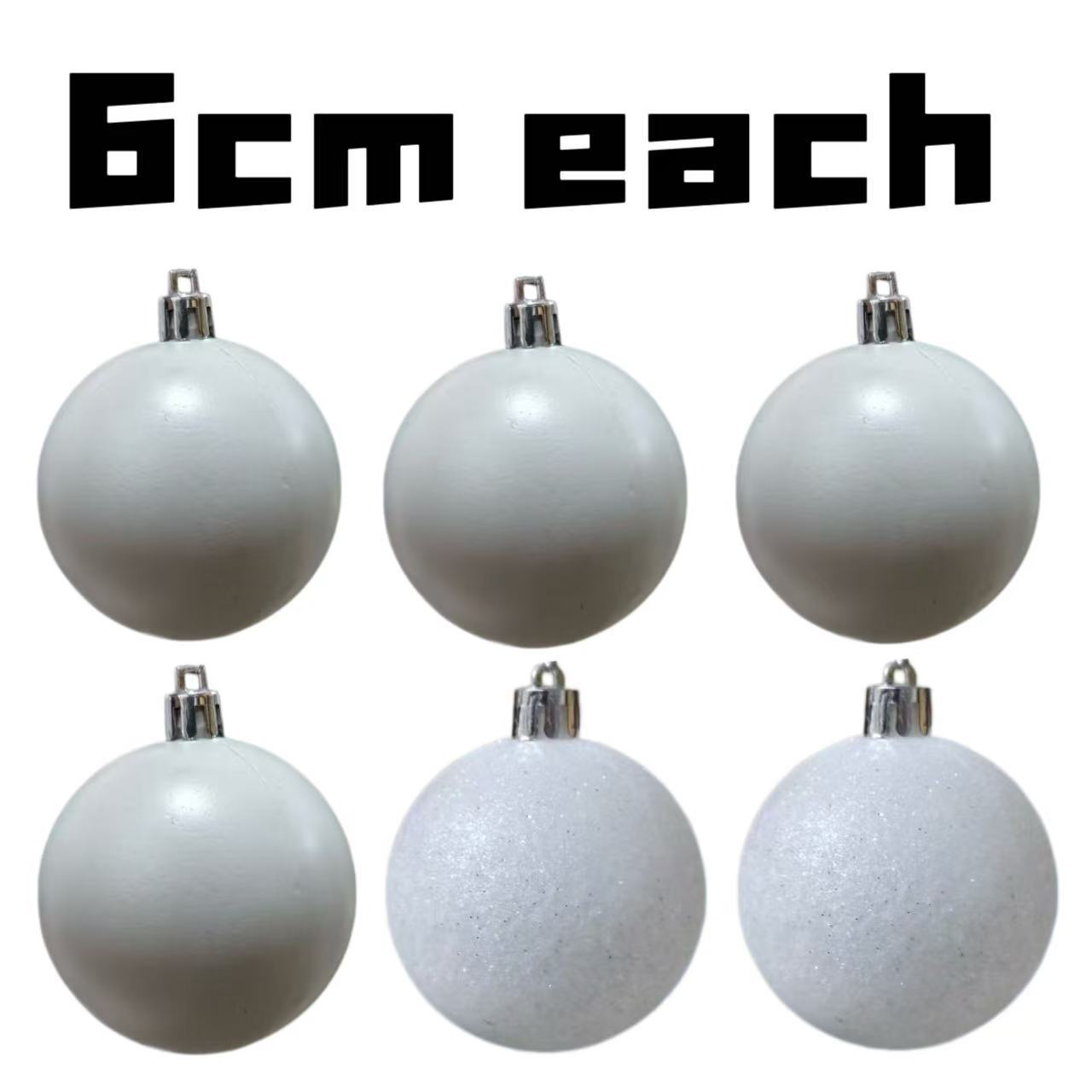 TEMU Bolas decorativas, juego de 6 piezas de bolas blancas de 7 cm, adornos colgantes decorativos para árbol de Navidad, decoración del hogar para