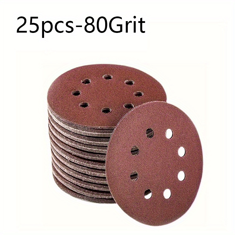 TEMU 25/50 Stück, 125 mm 8-Loch Schleifpad, geeignet für Trockenbau Schleifmaschine und Poliermaschine, Partikelgröße 60-600 Mesh