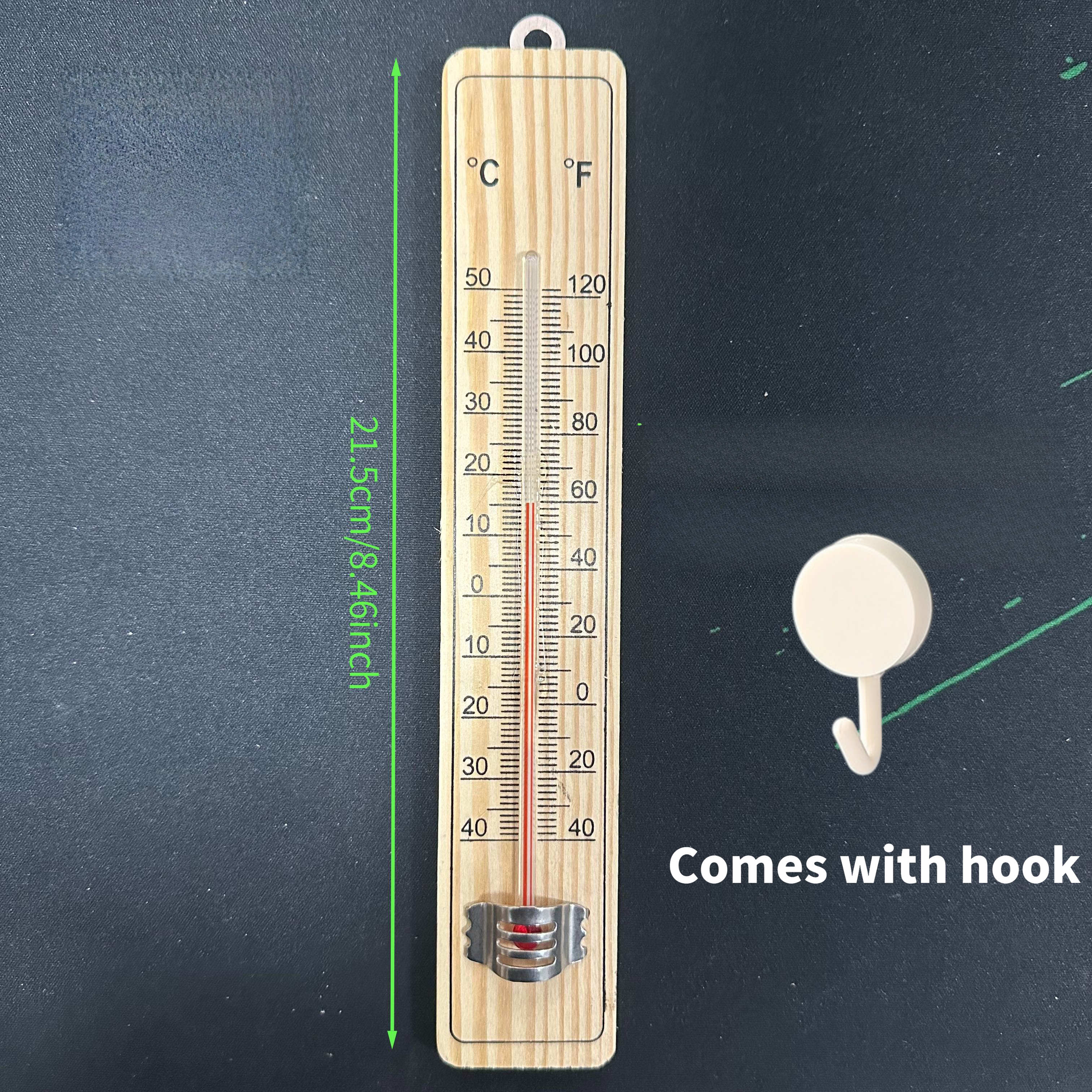 TEMU 2pcs Per Set: Hanging Indoor/outdoor Thermometer + Self-adhesive Hook, -one / Dual-scale Wall-mounted Thermometer, No Batteries Required. New