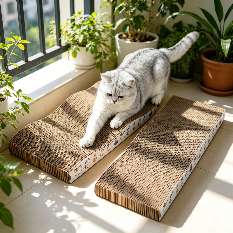 TEMU 2pcs Colorful Cartoon Corrugated Paper Cat Scratcher Random Color Durable Anti Scratch No Loose Bits Indoor Cat Nail Scratching Board For Cats
