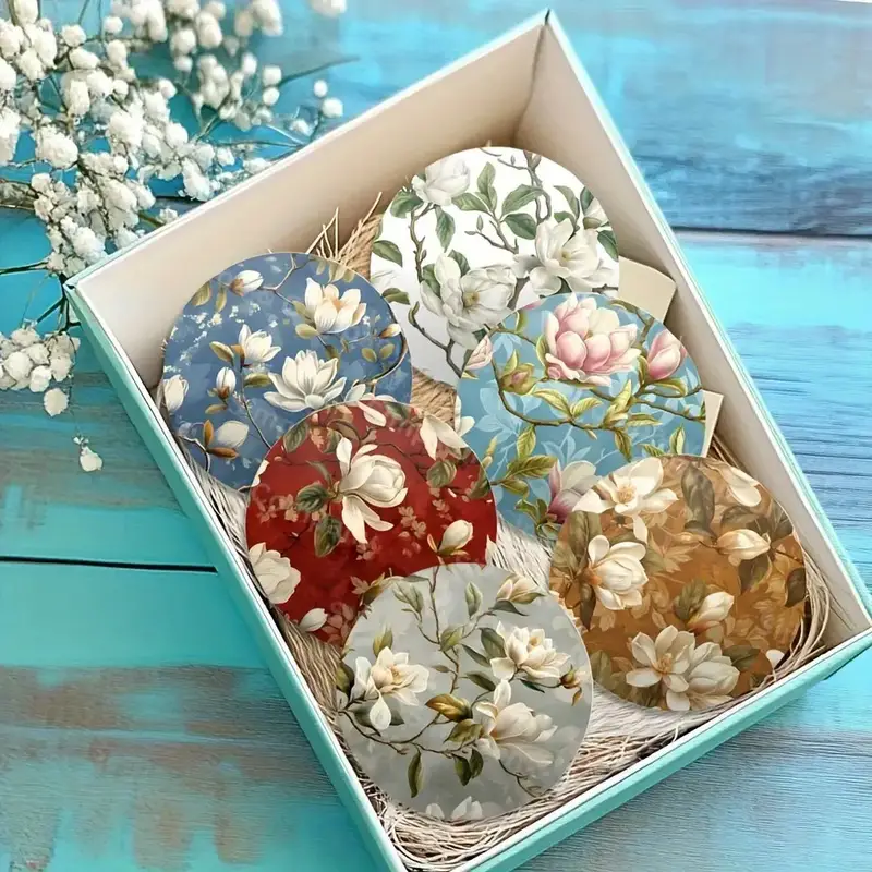 6 stück frühlingskunst weiße blumenuntersetzer 2d