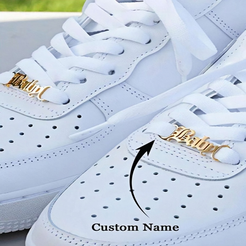 TEMU 2 stuks Gepersonaliseerde Gouden en Zilveren Schoen Gesp met Naam, Gepersonaliseerde 1 Paar Schoenveters Clip Veters Decoratie Schoen Sieraden