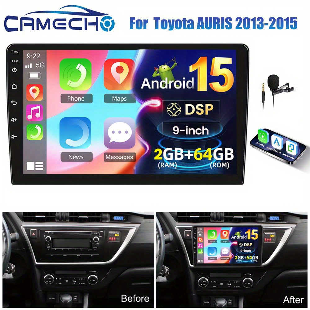 Image of Camecho 15.0 Dsp Car Stereo Radio Designed For Models From 2013 To 2015, Featuring , Auto, And . It Includes A 9-inch Hd Ips Touchscreen, Built-in Gps, Wireless, Wifi