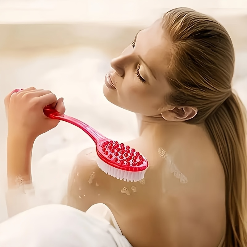 1pc long handle bath brush ergonomic grip for back legs feet   soft nylon bristles non   ideal for   or as a valentines back to school gift no electricity battery needed bath shower scrub tool Product details 2