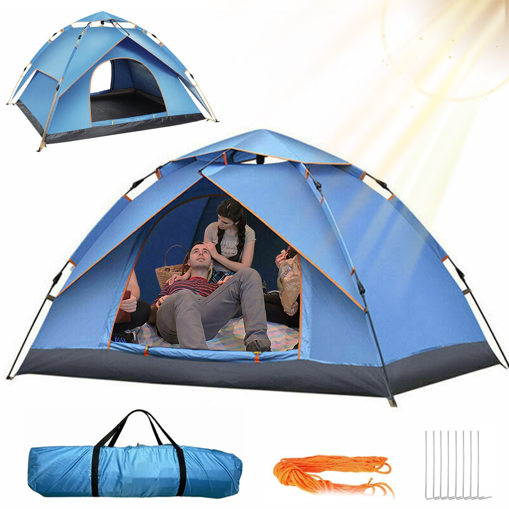 صورة العنصر خيمة واسعة لـ 3-4 أشخاص، سريعة  ، بتصميم باب مزدوج، مثالية للتخييم والمشي لمسافات طويلة وصيد الأسماك