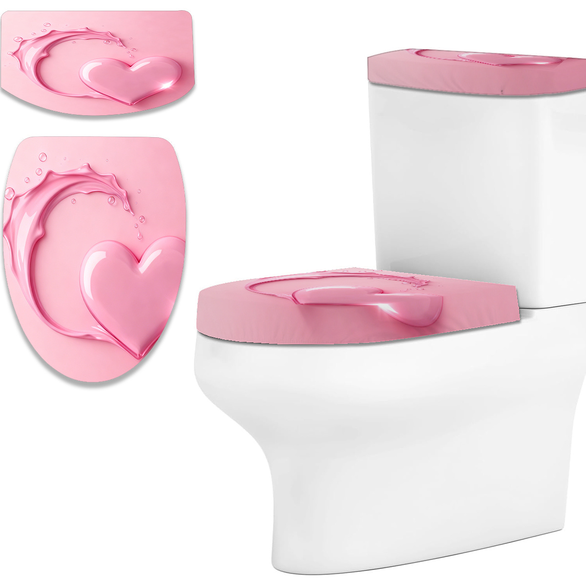 TEMU 2d Flat Printing, 1 Set, 2pcs, 2d Flat, 2pcs Pattern Printed Toilet Lid And Tank Cover Cloth Set, 2d Flat Universal Bathroom Decorative Toilet