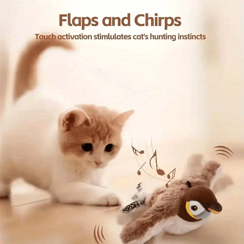 usb rechargeable flying bird cat toy flapping wings chirping