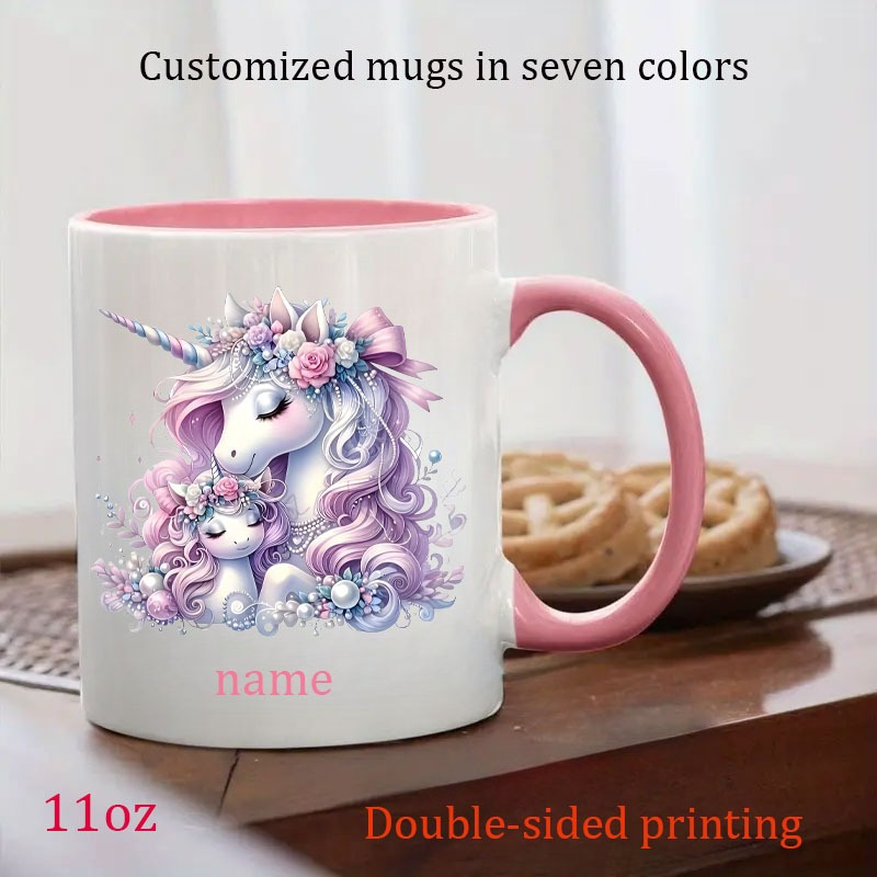 * Coffee Mug with * - 11 Oz Personalized Ceramic Cup, Double-Sided Print, 7  Color Options, Dishwasher Safe Reusable Gift for Mom, Daughter (Mother'S  Day, Christmas, Birthday), Unicorn Cup, Romantic ...