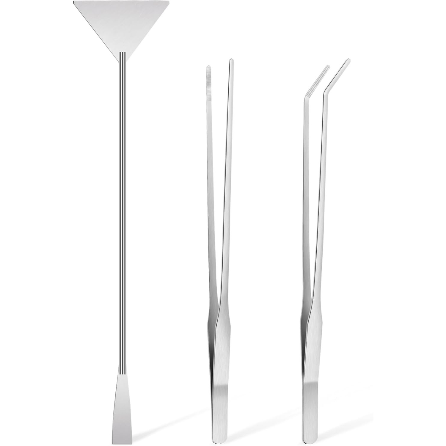 TEMU Terrarium Supplies 3pcs, Stainless Steel Aquarium Supplies Set, Long Aquarium Tweezers, Curved Tweezers, Algae Scraper For Fish Tank Cleaning