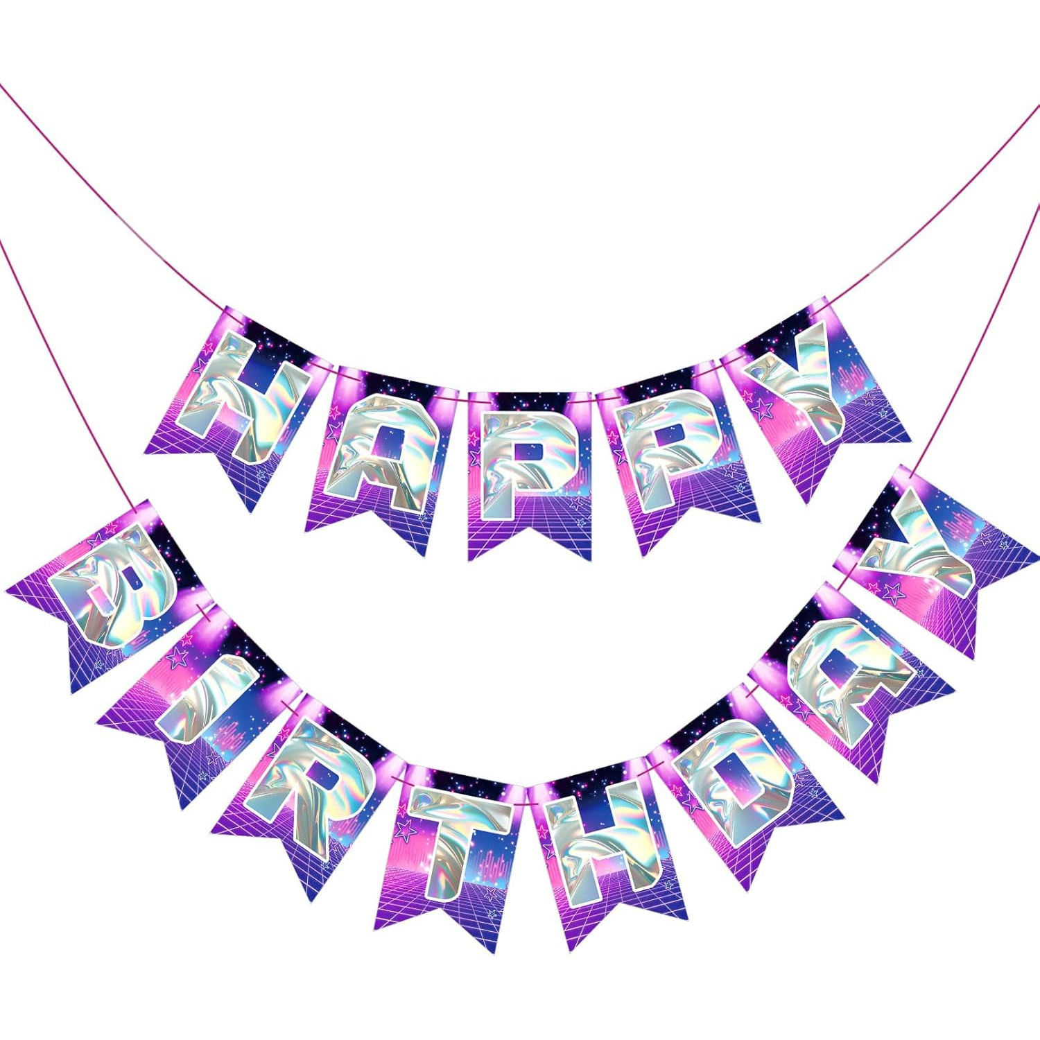 Image of 1set, Birthday Theme Birthday Decoration Paper Banner, Birthday Party Decoration Banner, Music Theme Party Supplies, Fan Gathering Party Decoration Props, Stage Decoration