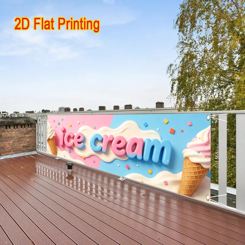 TEMU 2d Flat, 2d Flat 1pc, Ice Cream , Suitable For Store Advertising Decoration Banner, Lawn And Wall Decoration, Outdoor And Indoor Party Supplies