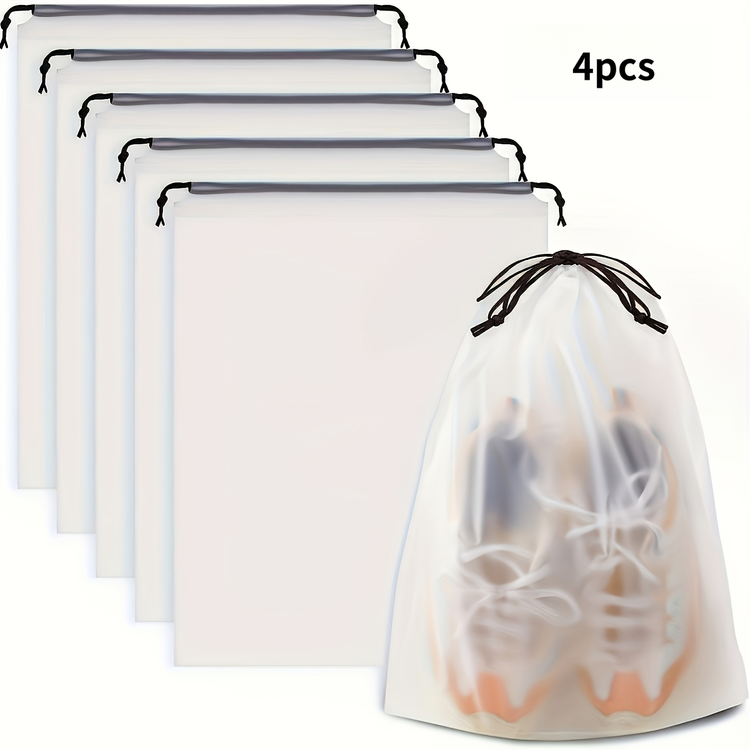 TEMU 4pcs Set Of Thickened, Extra-large Frosted Transparent Waterproof Plastic Storage Bags - Portable Reusable High-quality Organizer Bags, Suitable