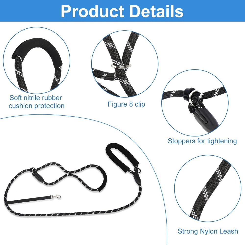 Black Adjustable Muzzle Collar with Anti-Lunge Leash